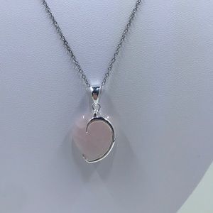 Sterling Silver Rose Quartz  Heart Necklace